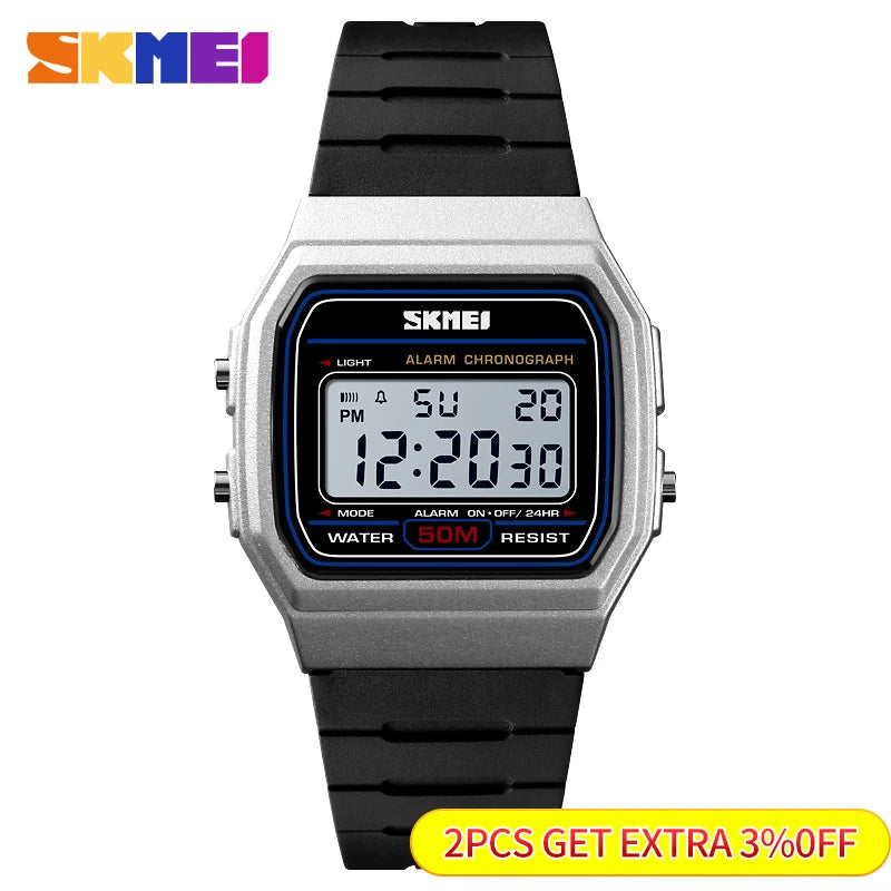⌚ Relógio Feminino Digital SKMEI 1412 💖 Estilo Esportivo & Casual | Display LED 🌟 | Alarme, Cronômetro e Mais ⏱️ | À Prova D’água 5ATM 💦