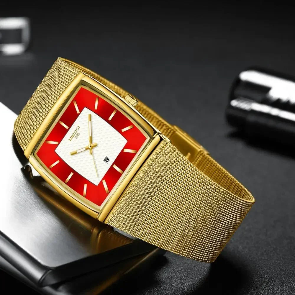 🕰️✨Relógio Masculino NIBOSI 2376 ⌚ Quartzo Luxo Retangular | Inoxidável, Calendário e Ponteiros Luminosos