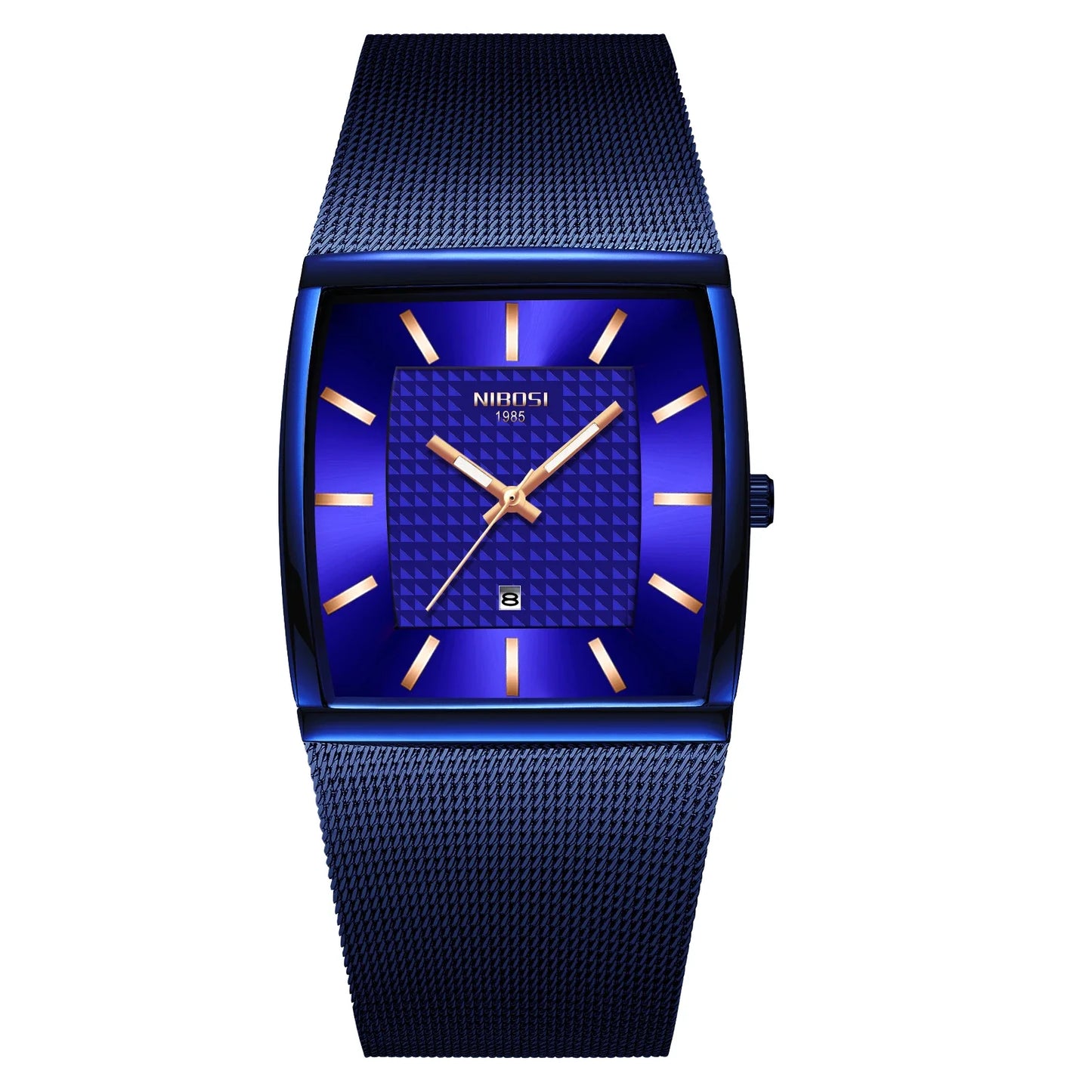 🕰️✨Relógio Masculino NIBOSI 2376 ⌚ Quartzo Luxo Retangular | Inoxidável, Calendário e Ponteiros Luminosos