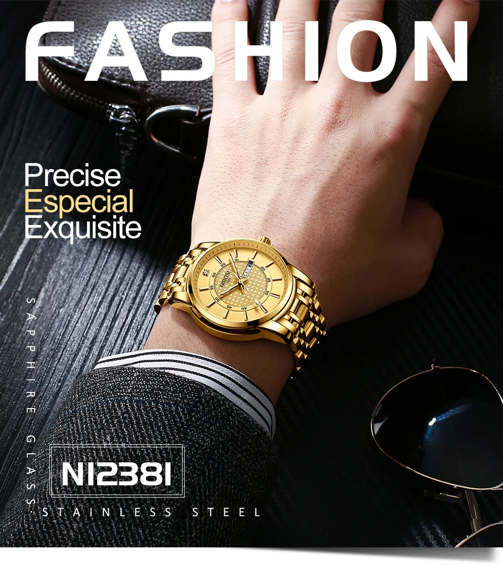 🕰️✨Relógio Masculino NIBOSI 2381 ⌚ Luxo e Estilo Clássico | Ponteiros Luminosos + Data Automática