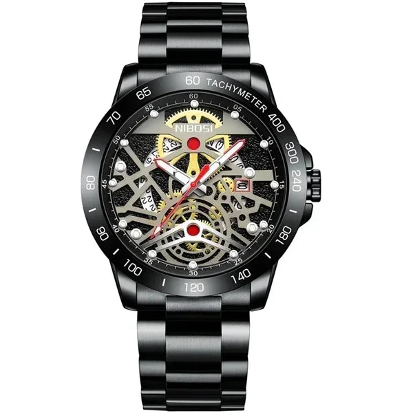 🕰️✨Relógio Masculino NIBOSI 2388 Quartzo ⌚ Luxo e Negócios 🏆 Ponteiros Luminosos + Data Automática