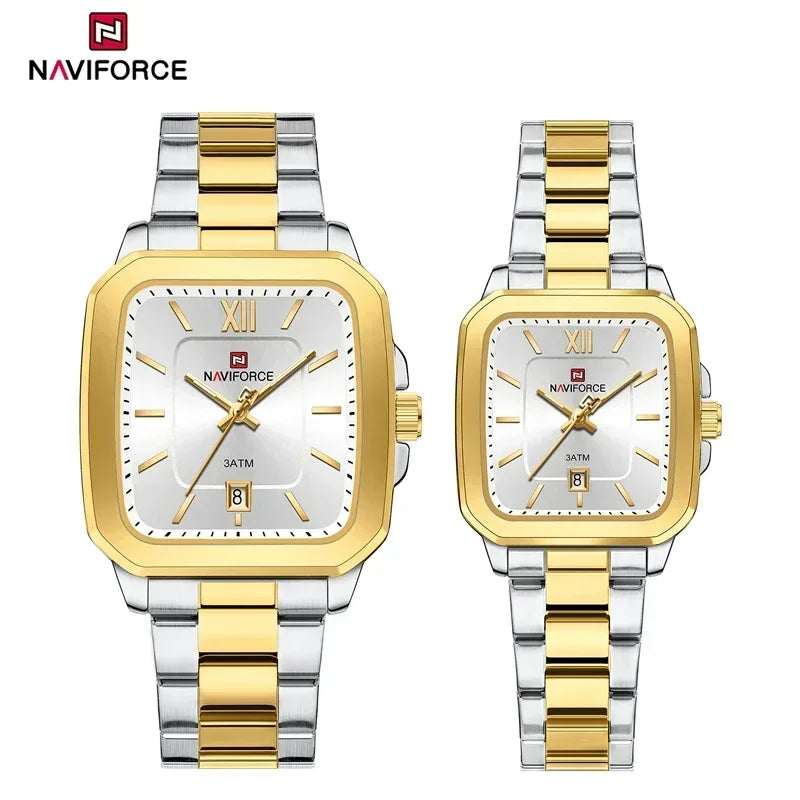 ⌚ Relógio NAVIFORCE NF9239 Casual Aço Inoxidável Quartzo Lovers 3ATM
