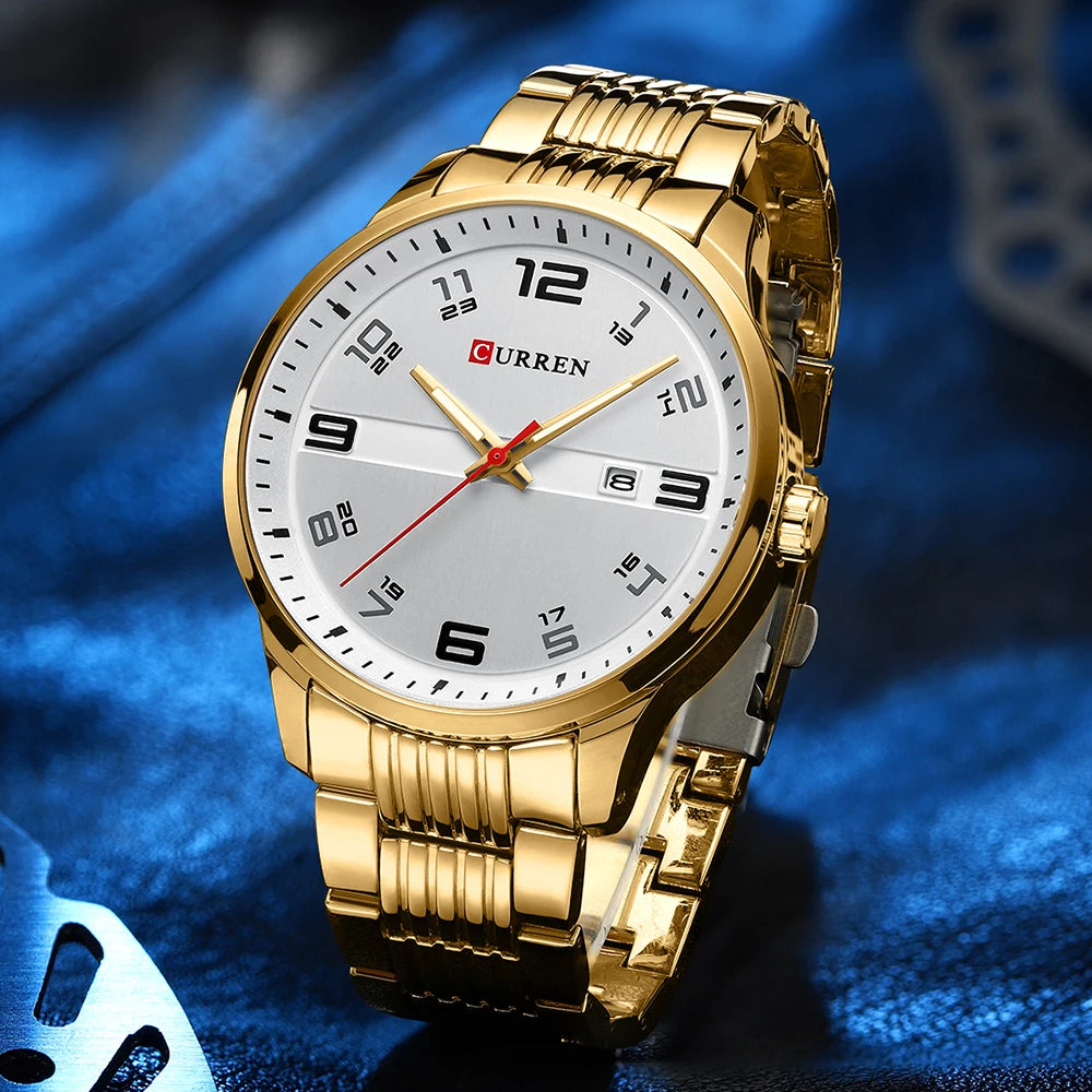 🕰️✨Relógio Masculino CURREN 8411 ⌚ Estilo Moderno e Robusto | Data Automática + Resistente à Água 3ATM