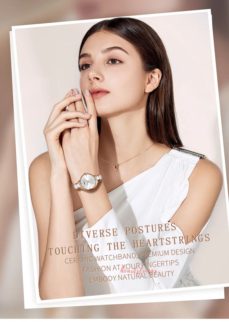 🕰️✨Relógio Feminino NIBOSI 2330 ⌚ Luxo com Pulseira de Cerâmica | Cronógrafo + À Prova d’Água