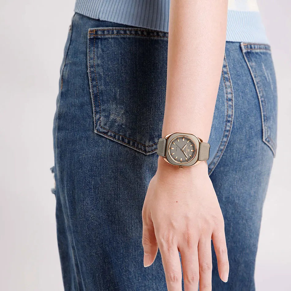 ⌚🌸Relógio Feminino NAVIFORCE NF5061 – Design Minimalista, Pulseira de Silicone, Resistente à Água
