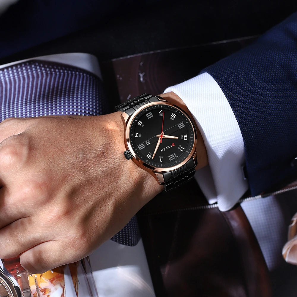 🕰️✨Relógio Masculino CURREN 8411 ⌚ Estilo Moderno e Robusto | Data Automática + Resistente à Água 3ATM