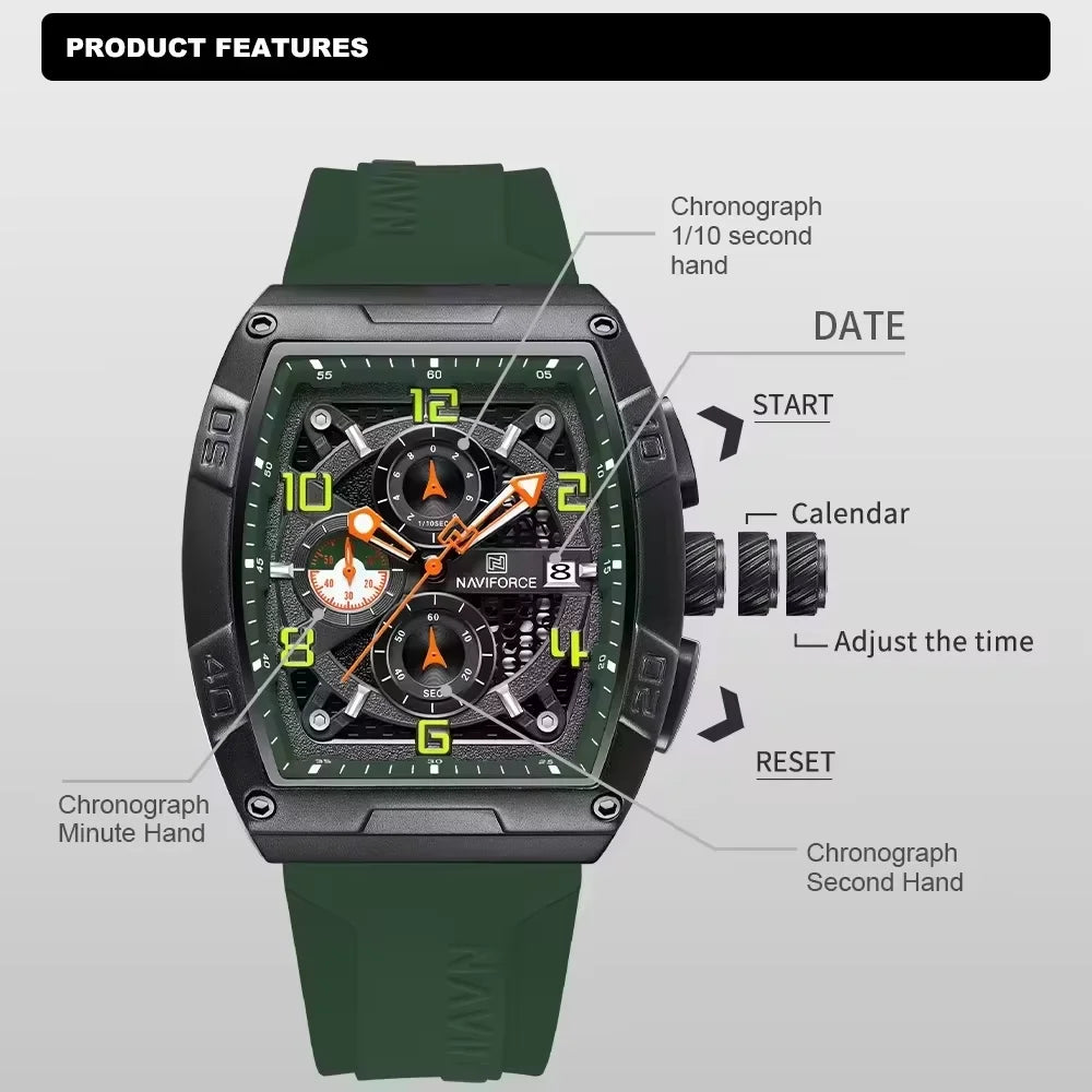 ⌚🔥Relógio Masculino NAVIFORCE NF8052 – Esportivo, Estiloso e Resistente à Água 💪🏽