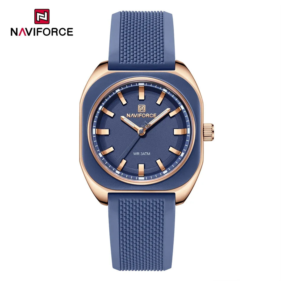 ⌚🌸Relógio Feminino NAVIFORCE NF5061 – Design Minimalista, Pulseira de Silicone, Resistente à Água