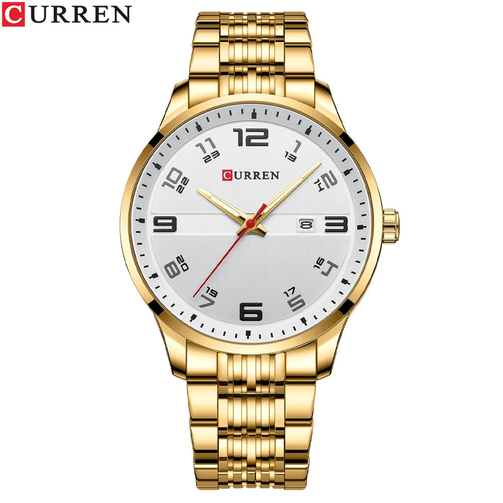 🕰️✨Relógio Masculino CURREN 8411 ⌚ Estilo Moderno e Robusto | Data Automática + Resistente à Água 3ATM