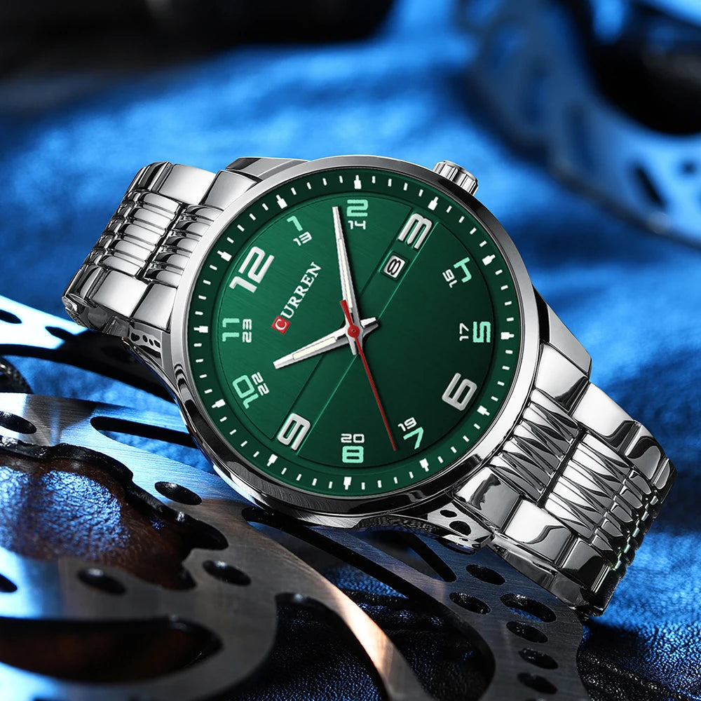 🕰️✨Relógio Masculino CURREN 8411 ⌚ Estilo Moderno e Robusto | Data Automática + Resistente à Água 3ATM