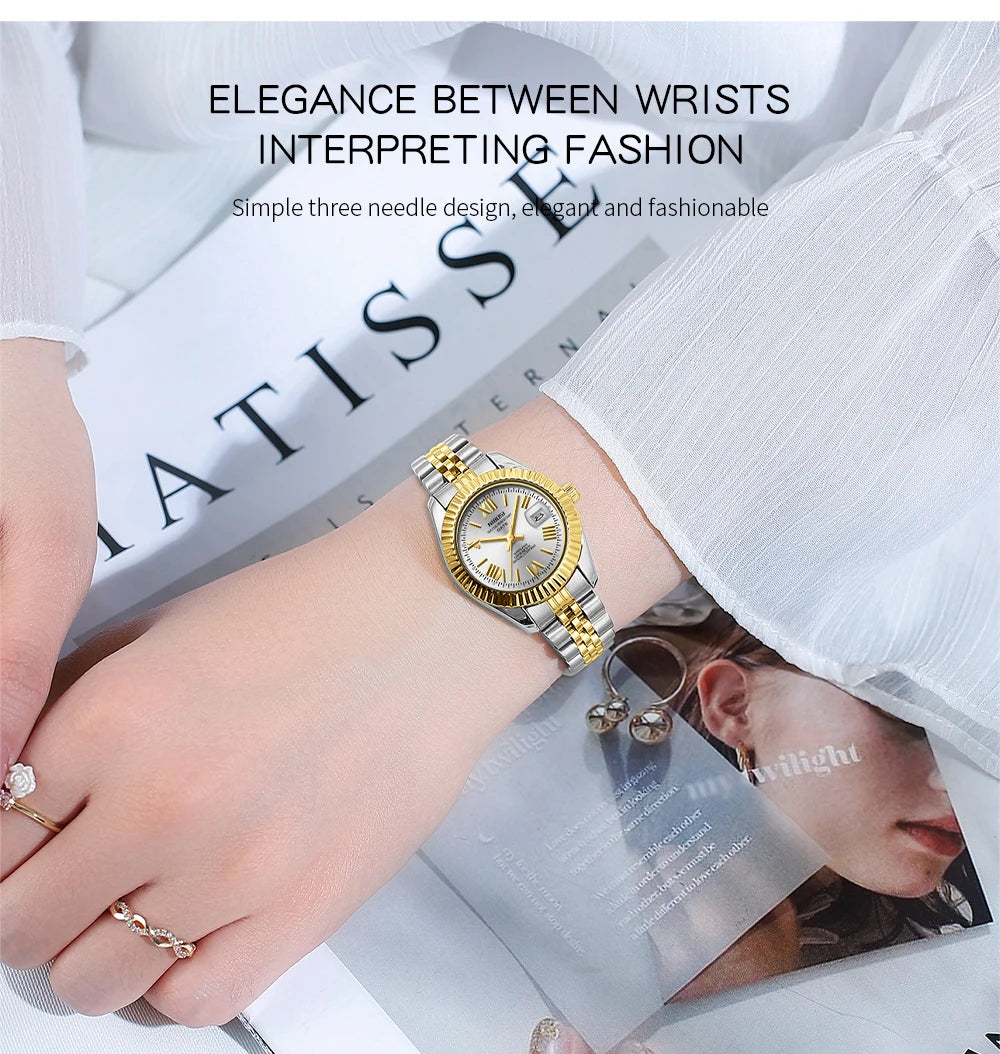 ⌚ Kit 2 Relógios Feminino e Masculino NIBOSI 2678 Casal 💖 Luxo Elegante | Cronógrafo ✨ | Aço Inoxidável 💎 | Estilo e Sofisticação