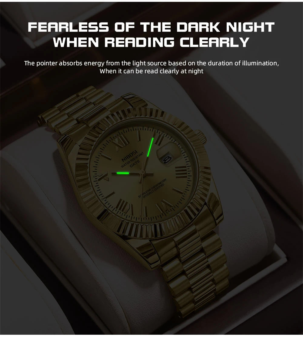🕰️✨Relógio Masculino NIBOSI 2678 ⌚ Estilo Luxo com Pulseira em Aço Inoxidável | Resistente e Elegante