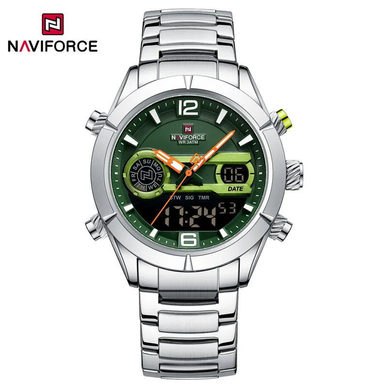 ⌚🔥Relógio Masculino NAVIFORCE NF9232 – Luxo e Desempenho, Aço Inoxidável, Analógico-Digital