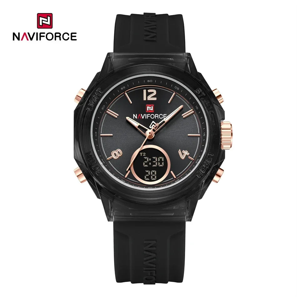⌚💖Relógio Feminino NAVIFORCE NF7109 – Esportivo, Casual e à Prova d’Água com Alarme e Luz