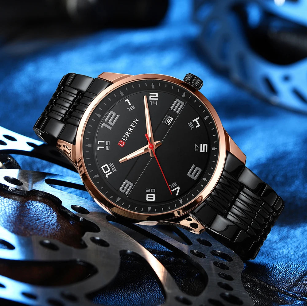 🕰️✨Relógio Masculino CURREN 8411 ⌚ Estilo Moderno e Robusto | Data Automática + Resistente à Água 3ATM