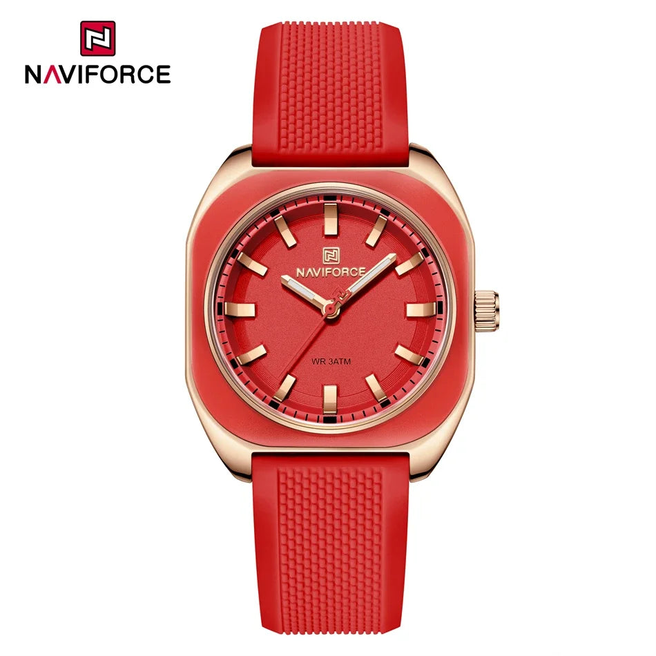 ⌚🌸Relógio Feminino NAVIFORCE NF5061 – Design Minimalista, Pulseira de Silicone, Resistente à Água