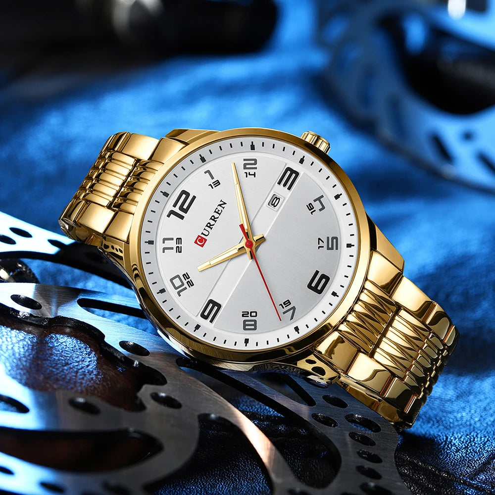 🕰️✨Relógio Masculino CURREN 8411 ⌚ Estilo Moderno e Robusto | Data Automática + Resistente à Água 3ATM