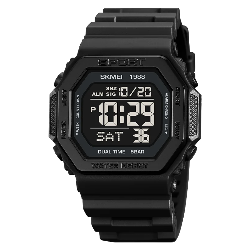 ⌚ Relógio Masculino Esportivo SKMEI 1988 🏃♂️ Digital com Luz de Fundo 💡 | Alarme, Cronômetro e Contagem Regressiva ⏱️ | À Prova D’Água 5ATM 💦 | Estilo Militar Tático ⚔️