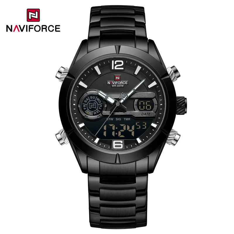 ⌚🔥Relógio Masculino NAVIFORCE NF9232 – Luxo e Desempenho, Aço Inoxidável, Analógico-Digital