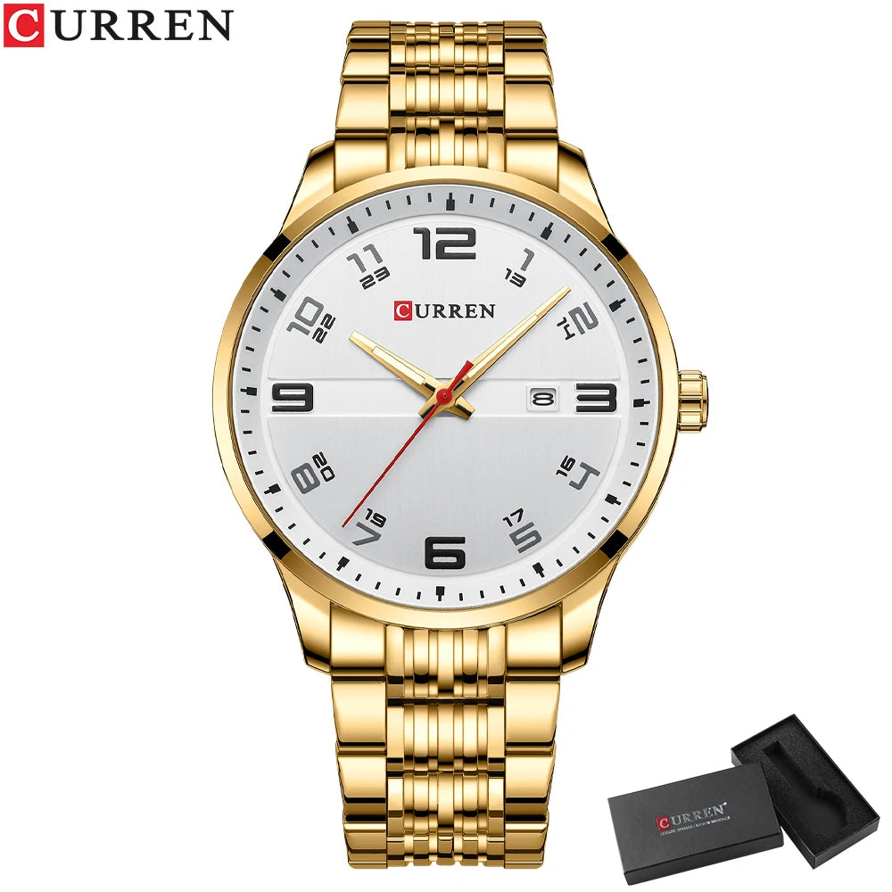 🕰️✨Relógio Masculino CURREN 8411 ⌚ Estilo Moderno e Robusto | Data Automática + Resistente à Água 3ATM