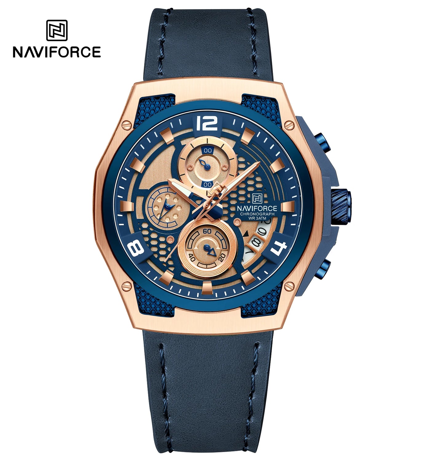 ⌚Relógio Masculino NAVIFORCE NF8051L – Cronógrafo Esportivo e Casual com Pulseira de Couro