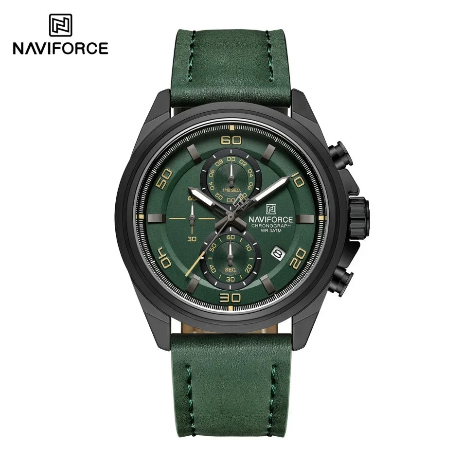 ⌚ Relógio NAVIFORCE NF8075 Masculino Couro – Cronógrafo e Ponteiros Luminosos
