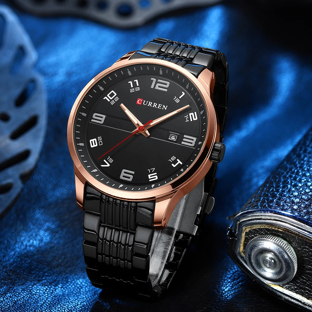 🕰️✨Relógio Masculino CURREN 8411 ⌚ Estilo Moderno e Robusto | Data Automática + Resistente à Água 3ATM