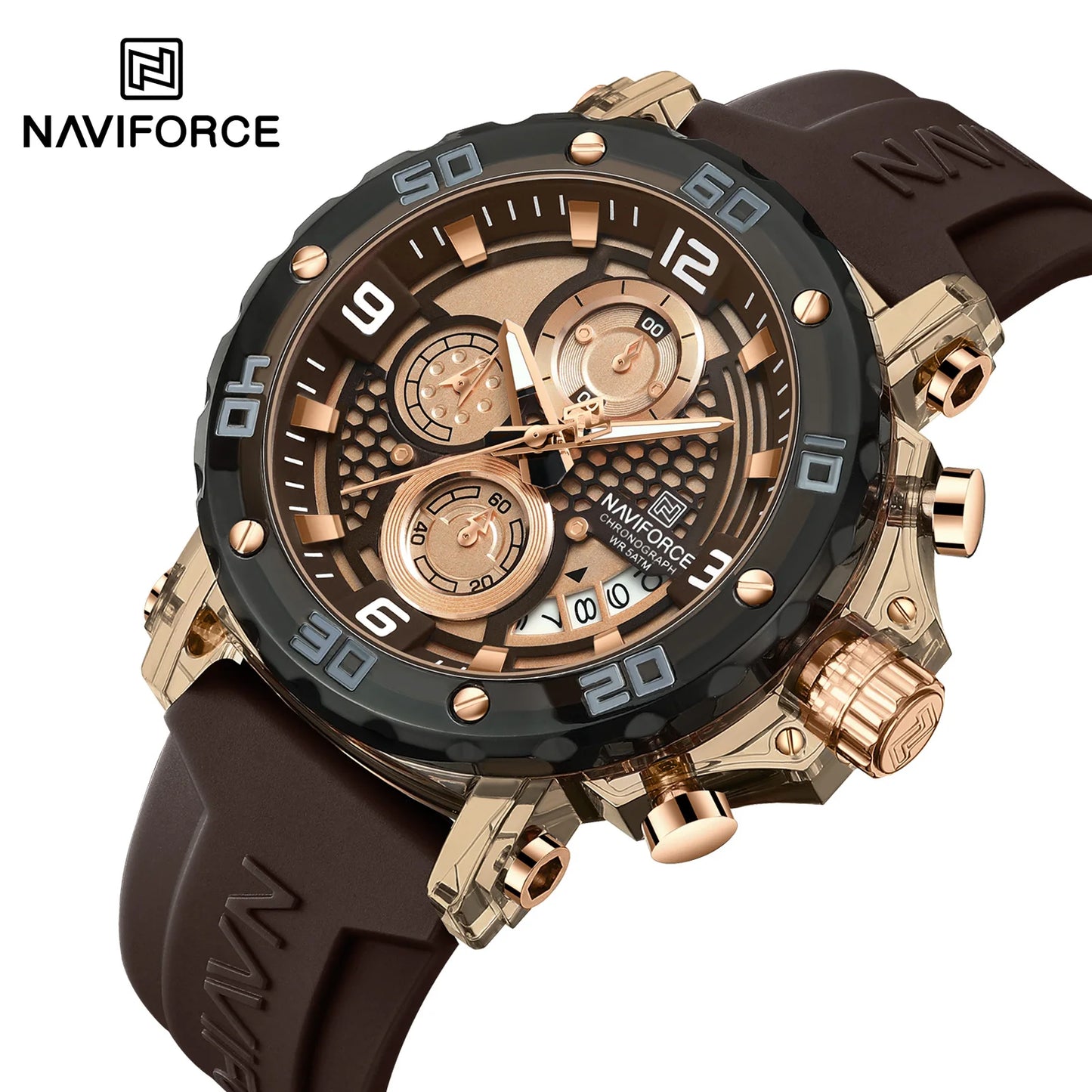 Relógio NAVIFORCE NF7123 Quartzo Silicone Moda 5ATM