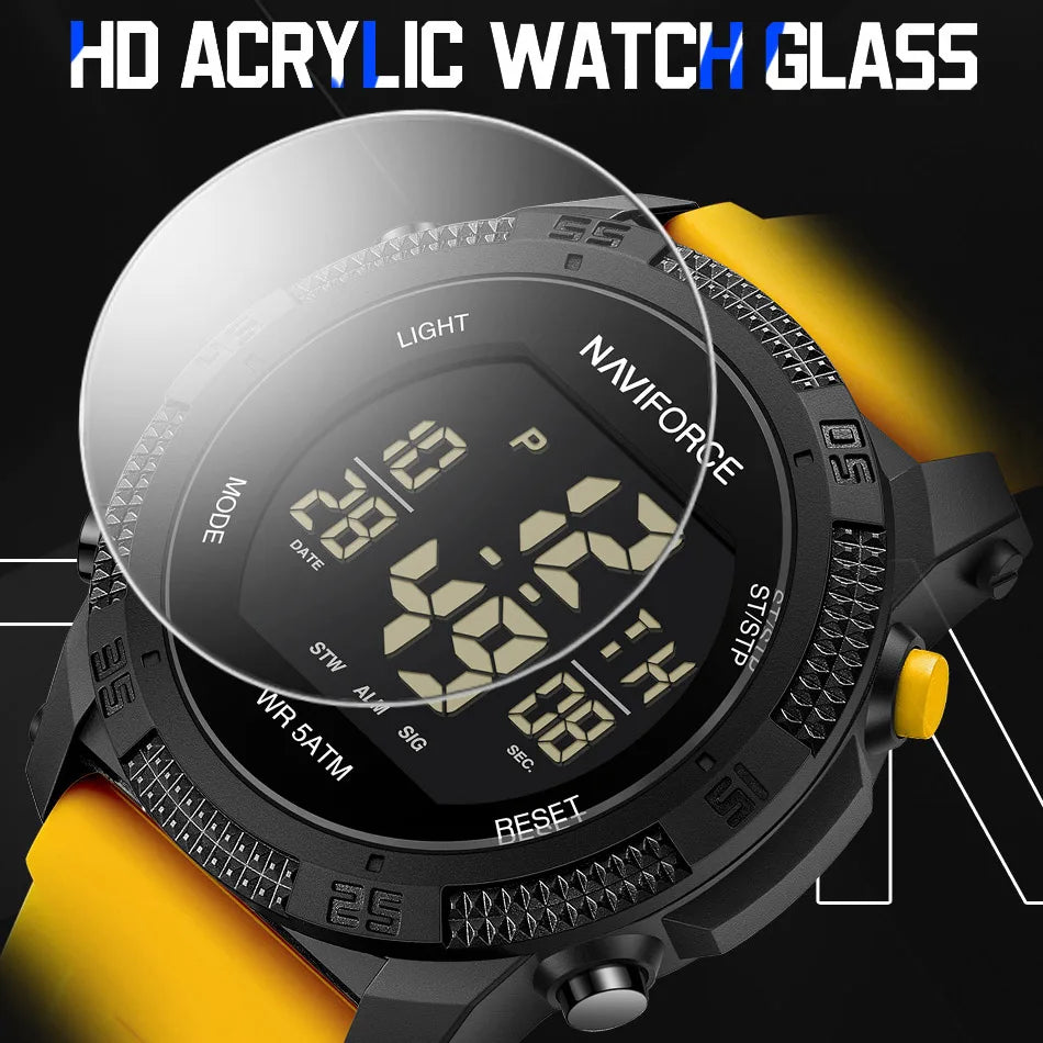 ⌚ Relógio Digital NAVIFORCE NF7104 Esportivo Masculino com Pulseira de Silicone – 5ATM