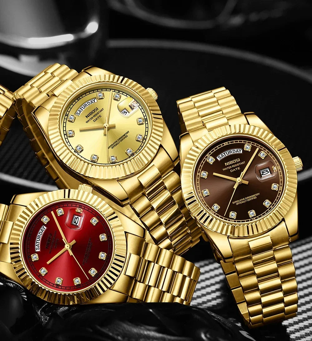 ⌚ Relógio NIBOSI 2627 Luxo Masculino Resistente a Choques 3ATM