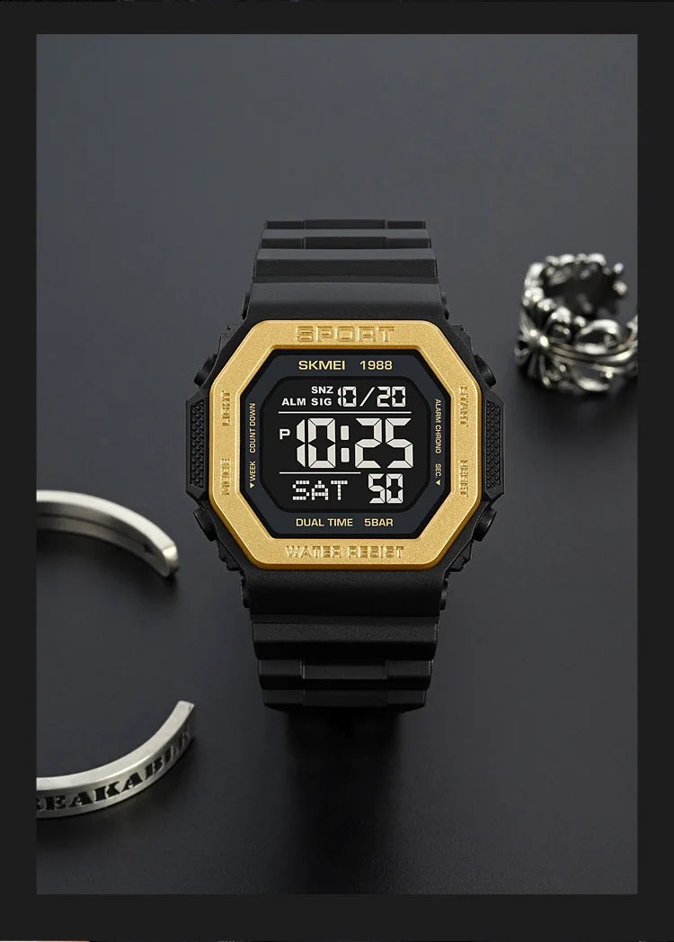 ⌚ Relógio Masculino Esportivo SKMEI 1988 🏃♂️ Digital com Luz de Fundo 💡 | Alarme, Cronômetro e Contagem Regressiva ⏱️ | À Prova D’Água 5ATM 💦 | Estilo Militar Tático ⚔️