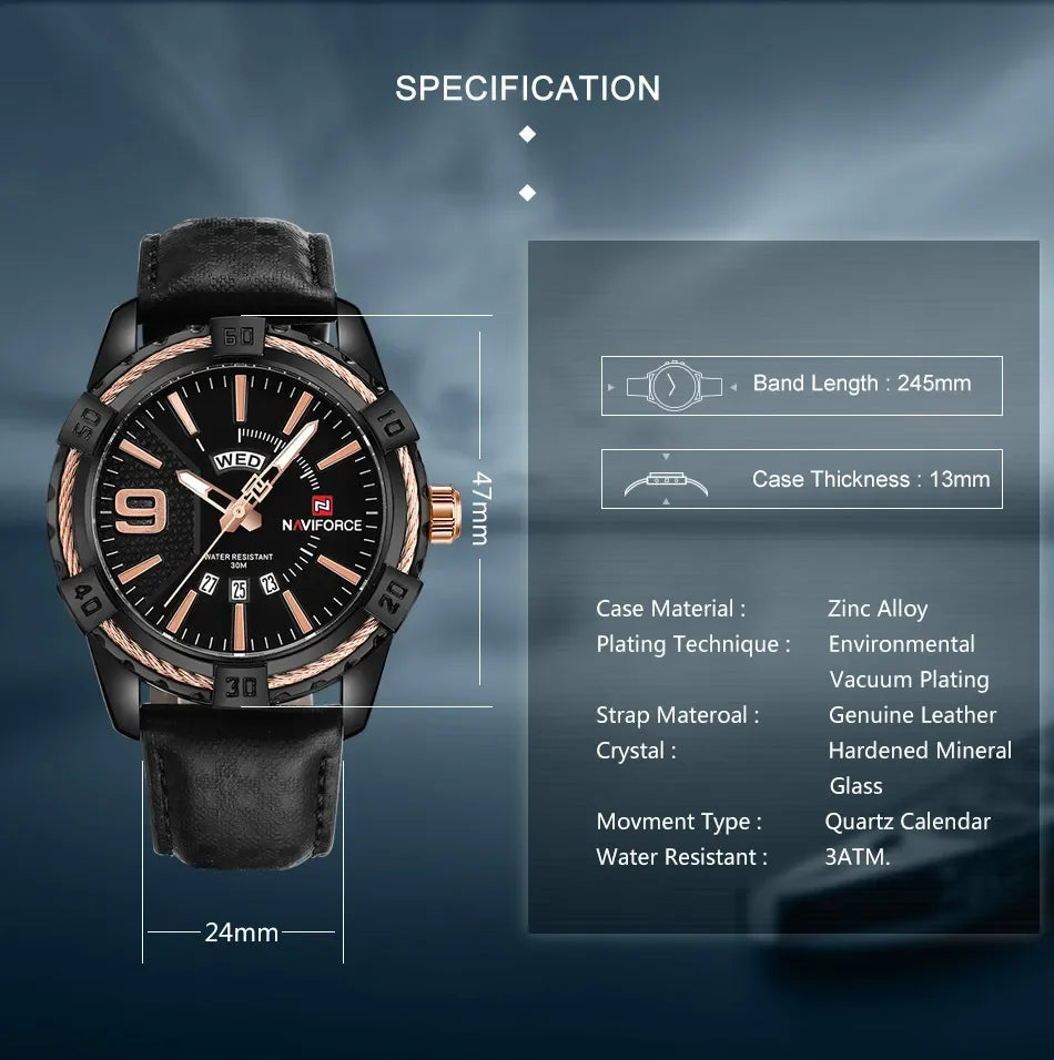 ⌚ Relógio Masculino NAVIFORCE NF9117S – Elegância Robusta com Funcionalidade Total