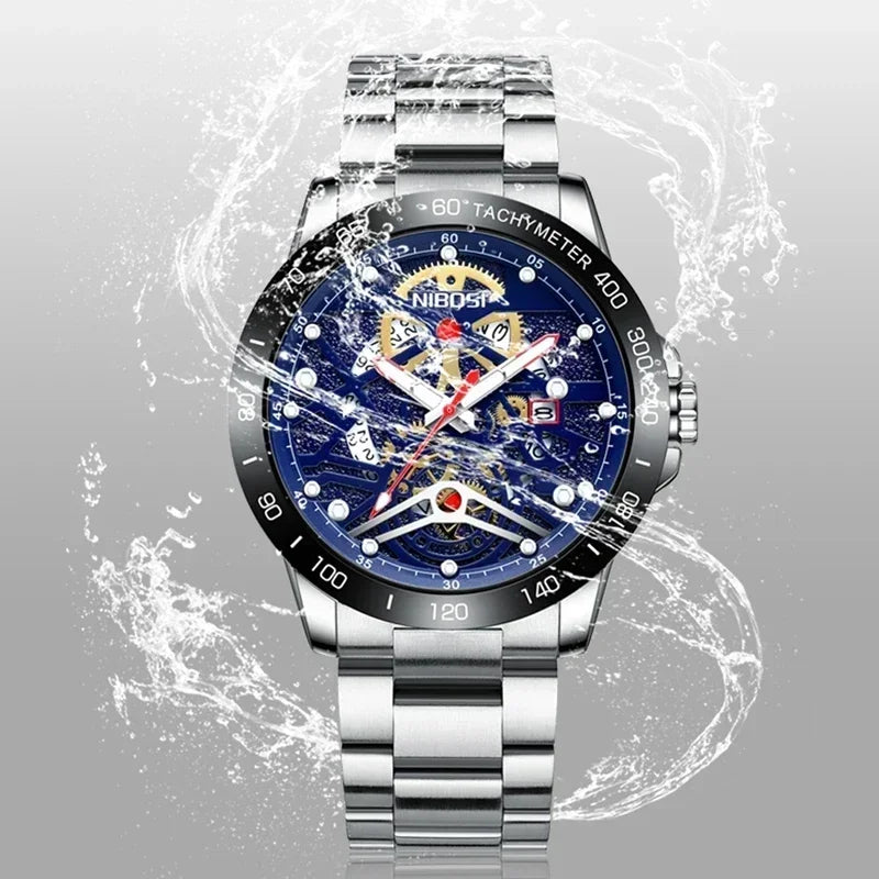 🕰️✨Relógio Masculino NIBOSI 2388 Quartzo ⌚ Luxo e Negócios 🏆 Ponteiros Luminosos + Data Automática