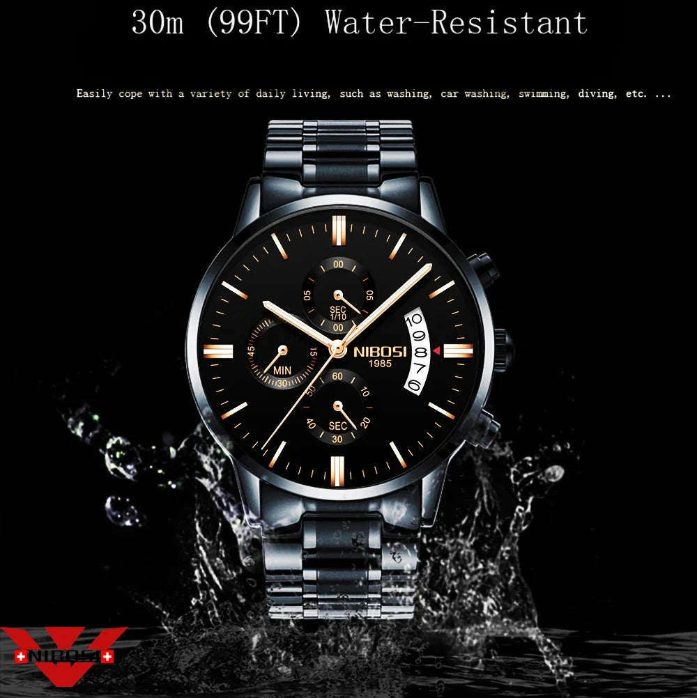 ⌚ Relógio NIBOSI 2309 Masculino Luxo Cronógrafo Multifuncional 3ATM
