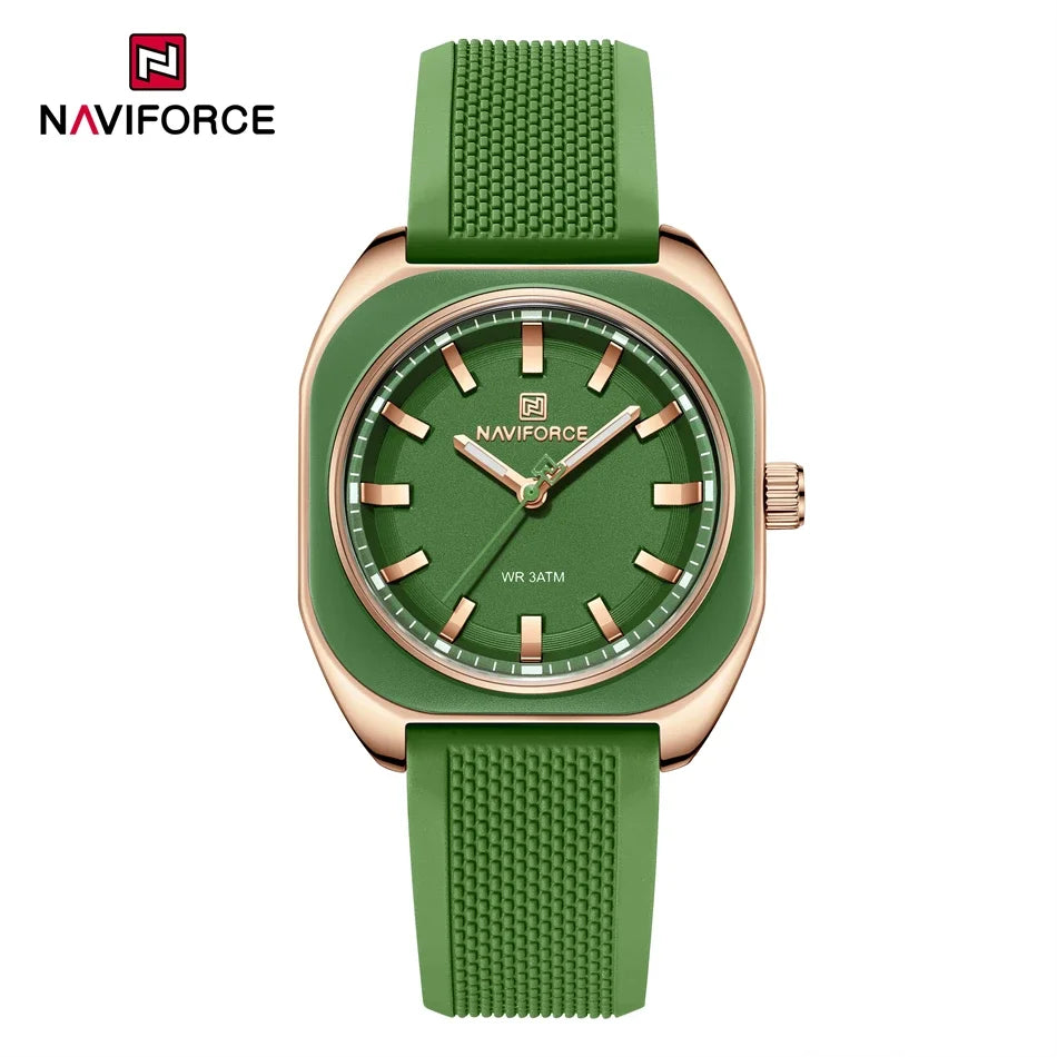 ⌚🌸Relógio Feminino NAVIFORCE NF5061 – Design Minimalista, Pulseira de Silicone, Resistente à Água
