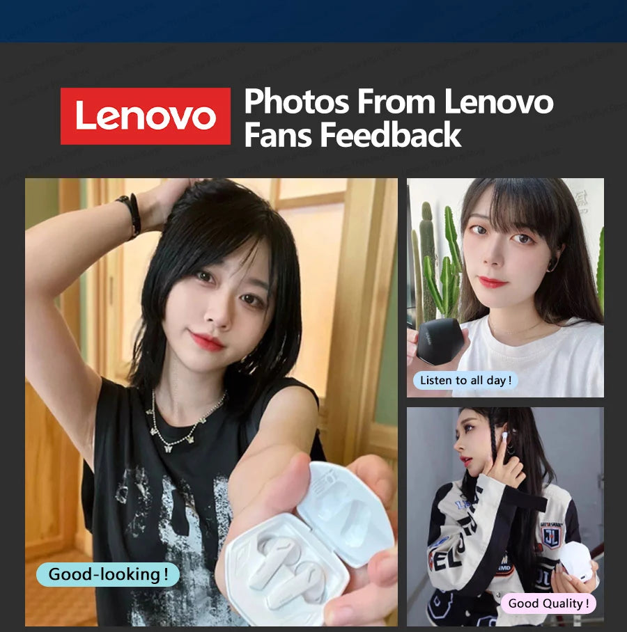 Kit com 5 Fones Lenovo GM2 Pro 🎮 Fones Bluetooth 5.3 TWS com Microfone – Som Hi-Fi para Jogos, Chamadas e Música