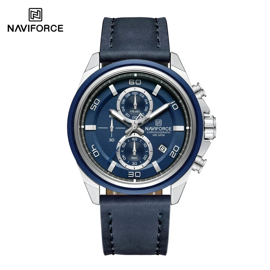 ⌚ Relógio NAVIFORCE NF8075 Masculino Couro – Cronógrafo e Ponteiros Luminosos