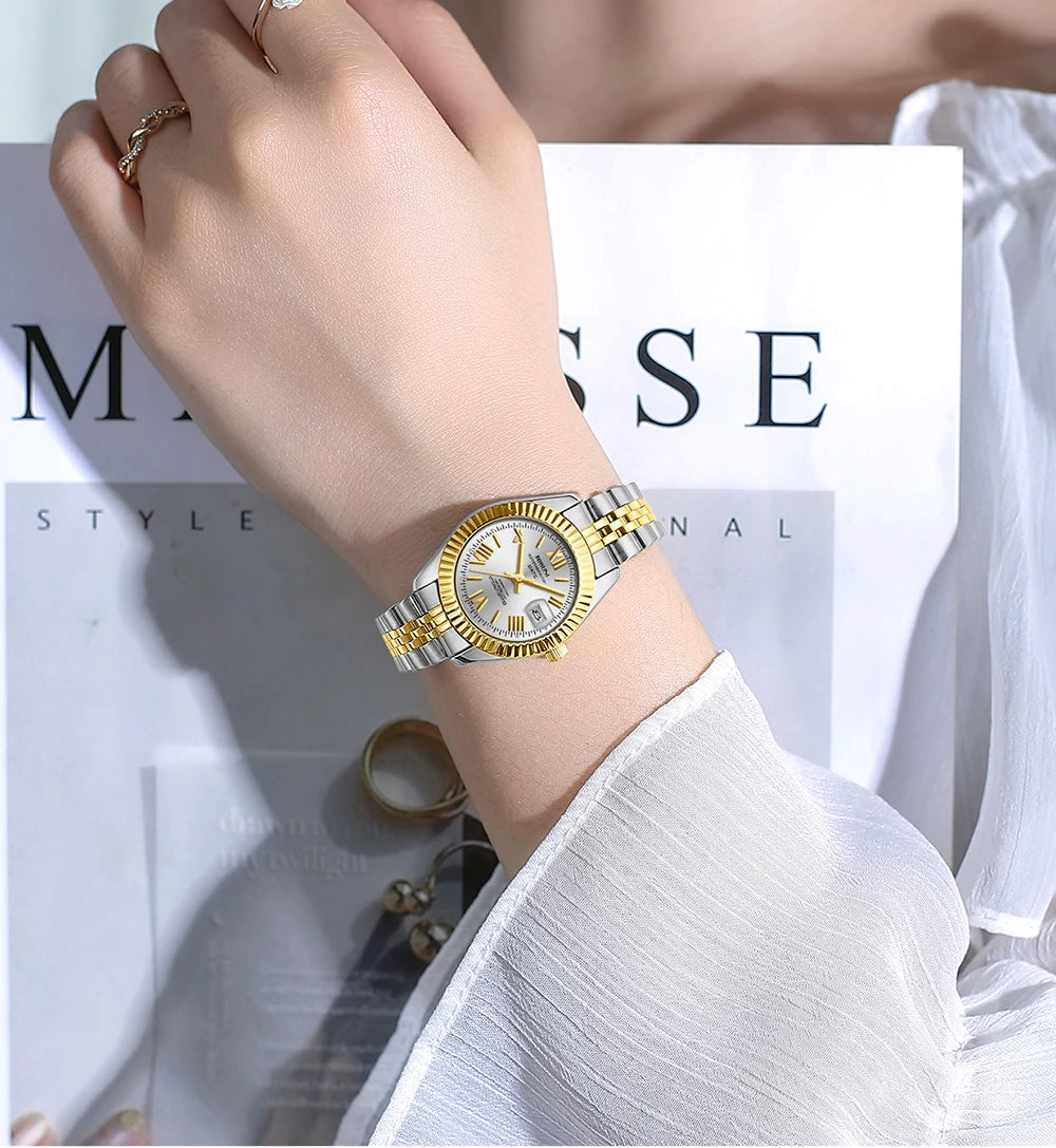 ⌚ Kit 2 Relógios Feminino e Masculino NIBOSI 2678 Casal 💖 Luxo Elegante | Cronógrafo ✨ | Aço Inoxidável 💎 | Estilo e Sofisticação