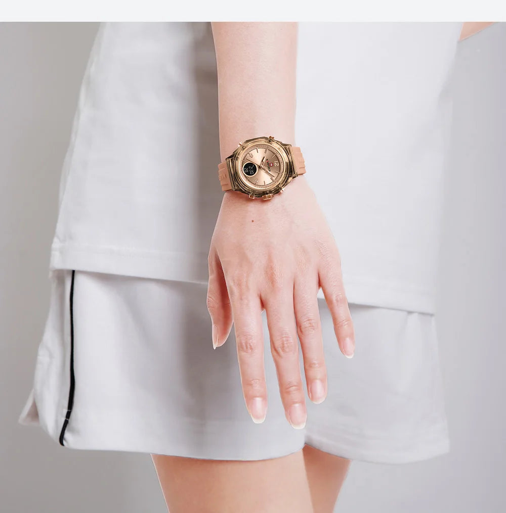⌚💖Relógio Feminino NAVIFORCE NF7109 – Esportivo, Casual e à Prova d’Água com Alarme e Luz