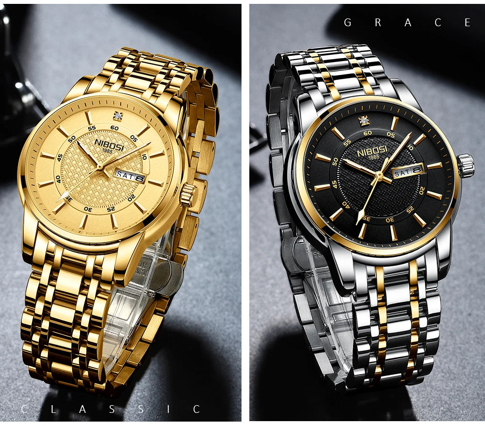 🕰️✨Relógio Masculino NIBOSI 2381 ⌚ Luxo e Estilo Clássico | Ponteiros Luminosos + Data Automática