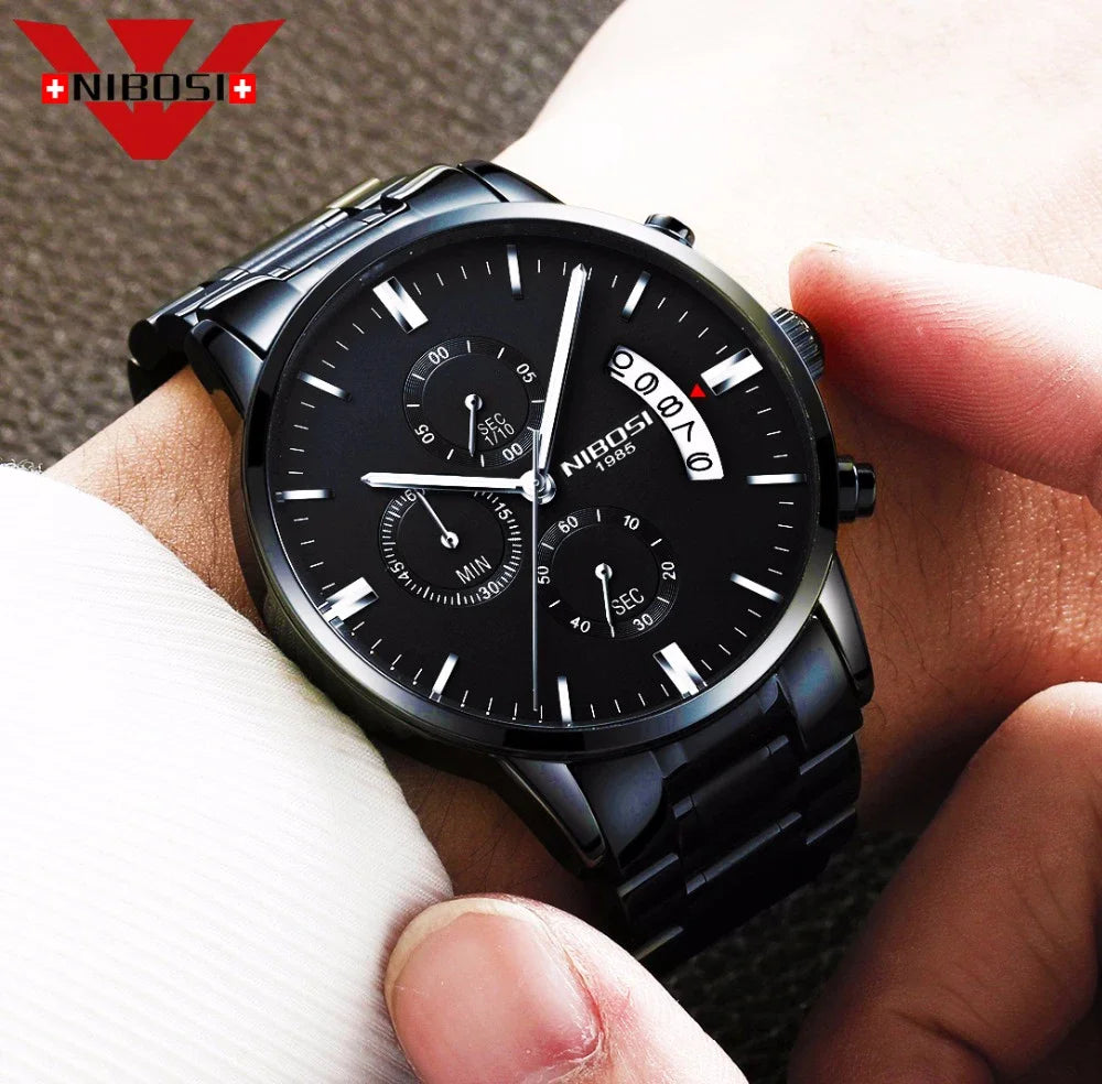 ⌚ Relógio NIBOSI 2309 Masculino Luxo Cronógrafo Multifuncional 3ATM