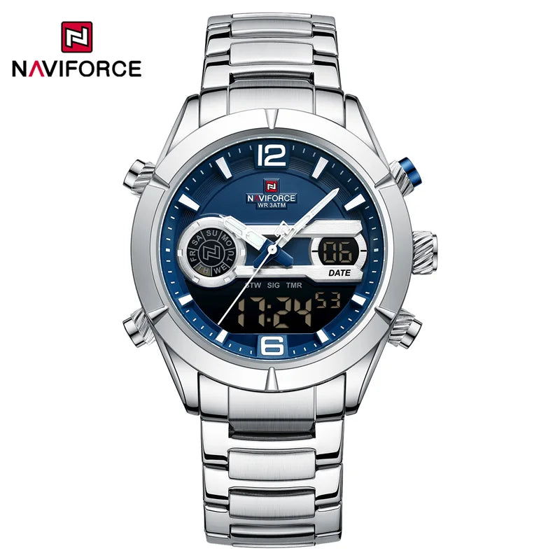 ⌚🔥Relógio Masculino NAVIFORCE NF9232 – Luxo e Desempenho, Aço Inoxidável, Analógico-Digital