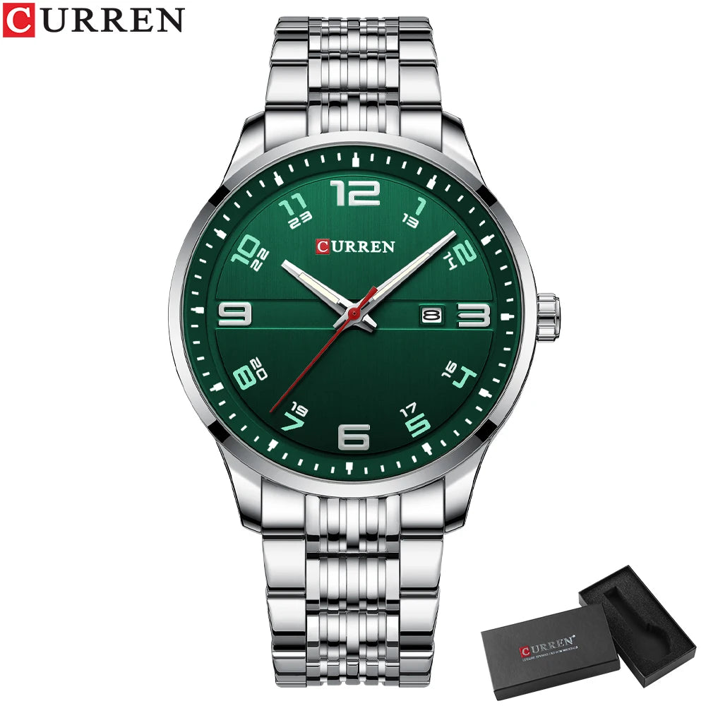 🕰️✨Relógio Masculino CURREN 8411 ⌚ Estilo Moderno e Robusto | Data Automática + Resistente à Água 3ATM