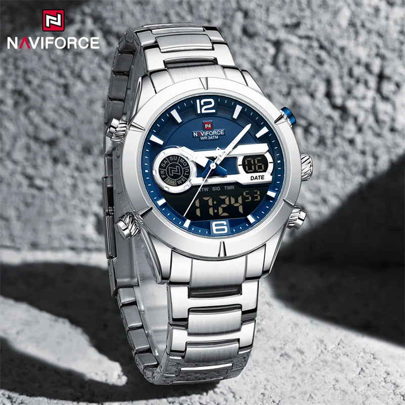 ⌚🔥Relógio Masculino NAVIFORCE NF9232 – Luxo e Desempenho, Aço Inoxidável, Analógico-Digital