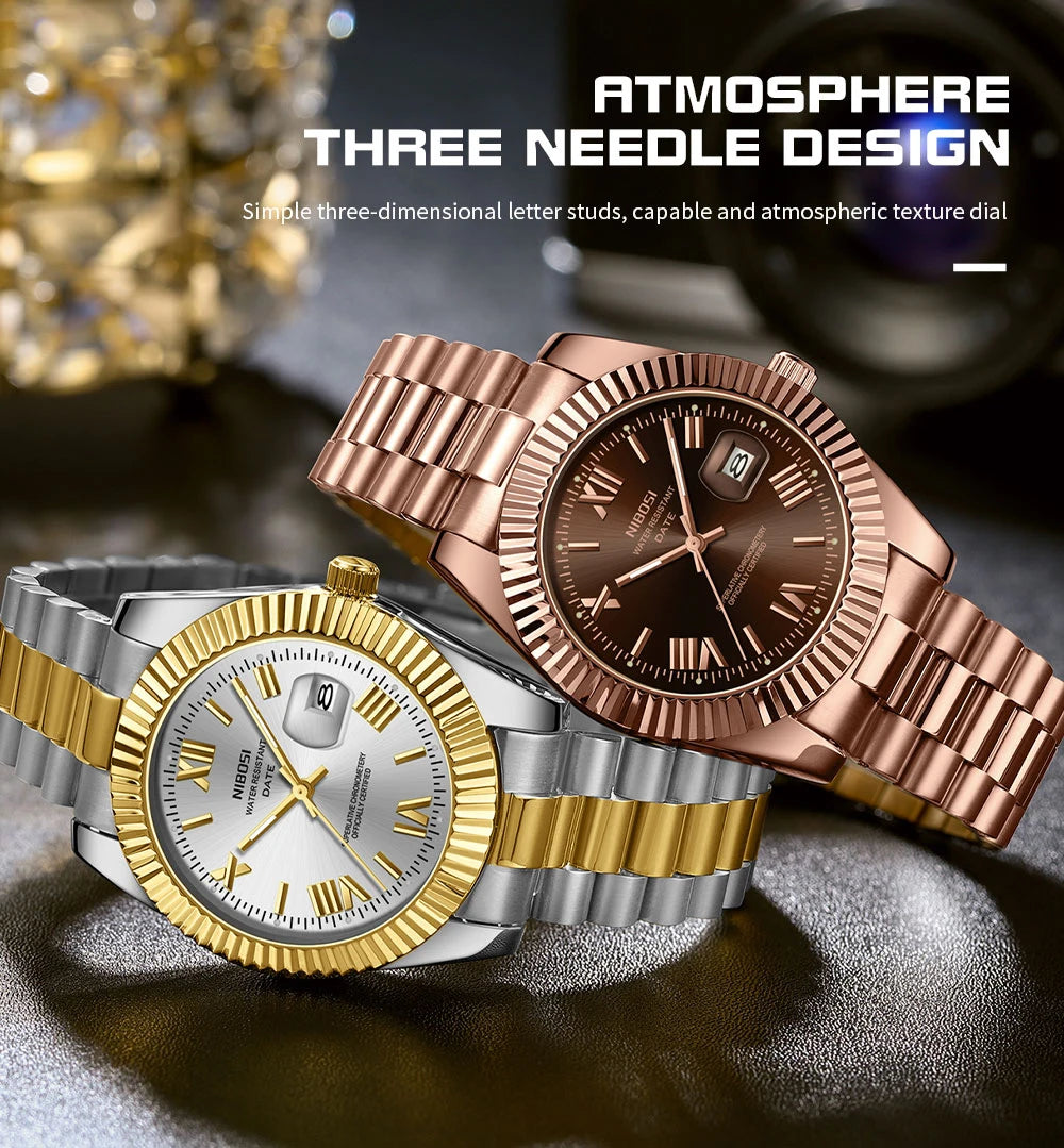 🕰️✨Relógio Masculino NIBOSI 2678 ⌚ Estilo Luxo com Pulseira em Aço Inoxidável | Resistente e Elegante