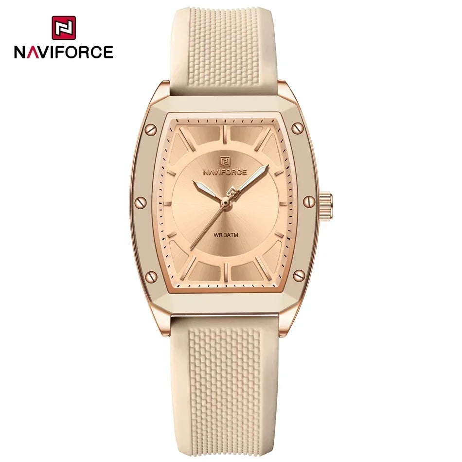 ⌚🌟Relógio Feminino NAVIFORCE NF5049 – Design Moderno e Conforto com Pulseira de Silicone