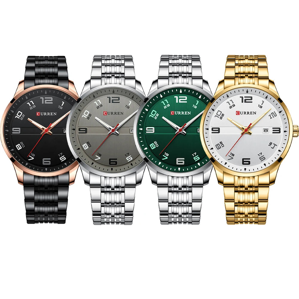 🕰️✨Relógio Masculino CURREN 8411 ⌚ Estilo Moderno e Robusto | Data Automática + Resistente à Água 3ATM