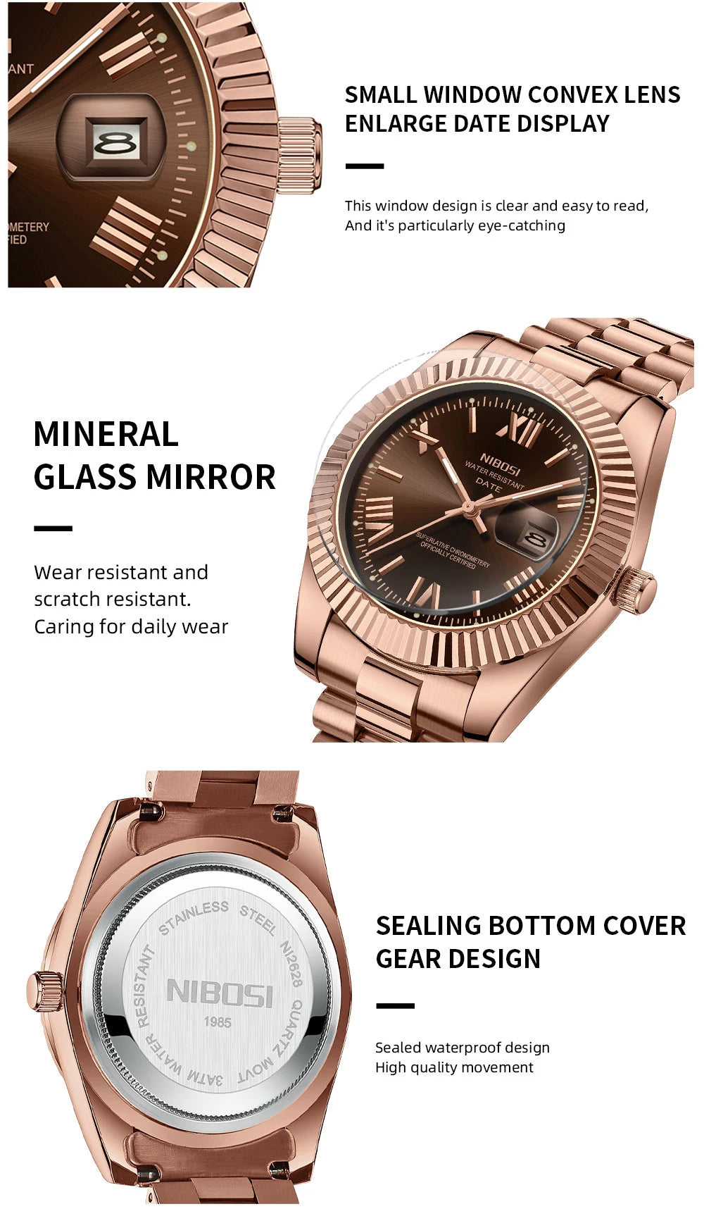 🕰️✨Relógio Masculino NIBOSI 2678 ⌚ Estilo Luxo com Pulseira em Aço Inoxidável | Resistente e Elegante