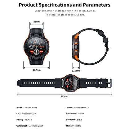 ⌚ Smartwatch SKMEI 2025 🧠💪 Tela AMOLED 1.43” 🔋 Bateria até 22 dias | Monitor de Saúde 🩺 + Chamadas Bluetooth 📞 + Tela Dividida 🔄 | IP68 à Prova d’Água 💦 | Estilo Esportivo Masculino 🏃‍♂️