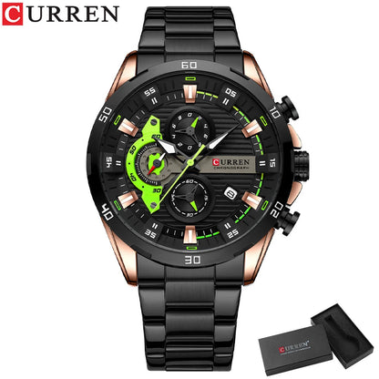 ⌚ Relógio Curren 8402 Masculino Aço Inoxidável – Cronógrafo e Data Automática
